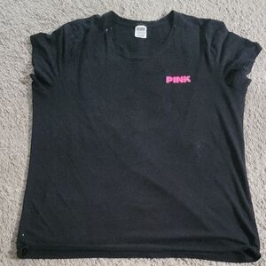 PINK Victoria's Secret Black Tee with Pink Logo